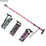 Adjustable 8493cm Folding Walking Stick Sturdy Printed Travel