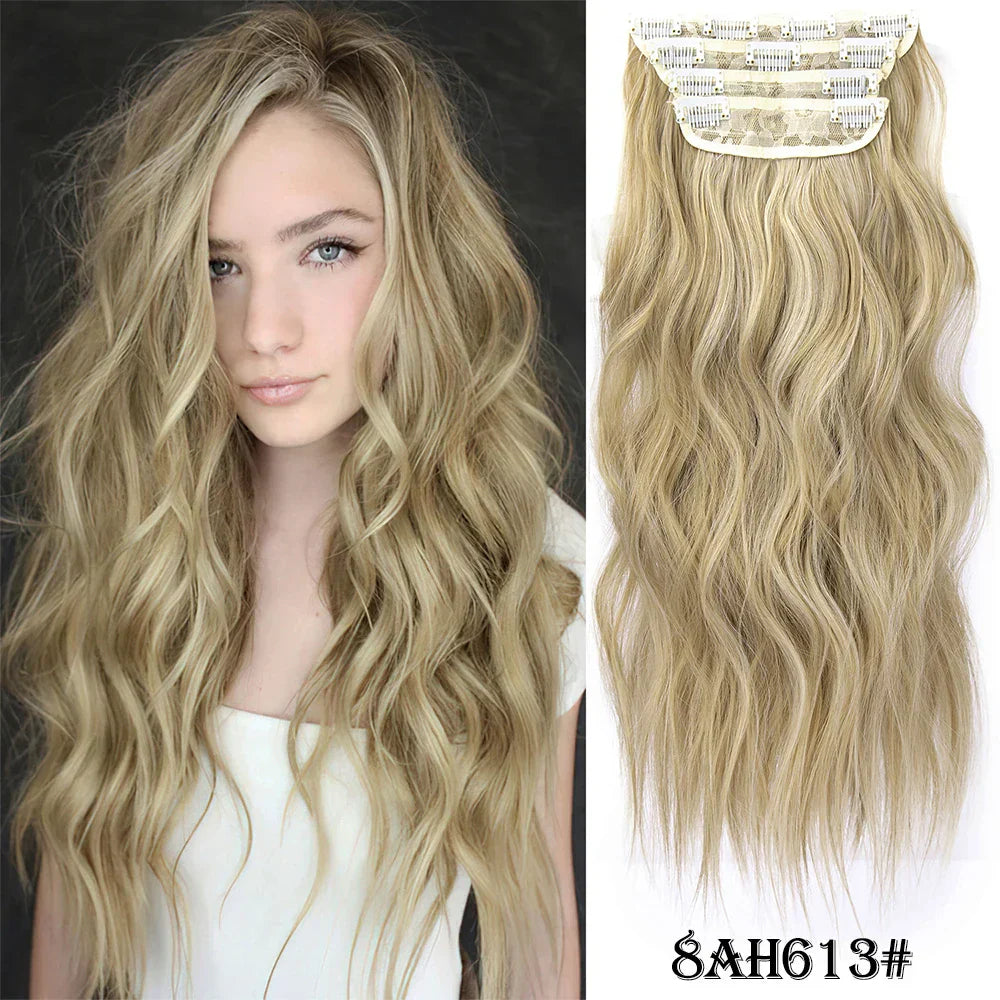 4Pcs/Set 20Inch Synthetic Hair Clip In Long Wavy