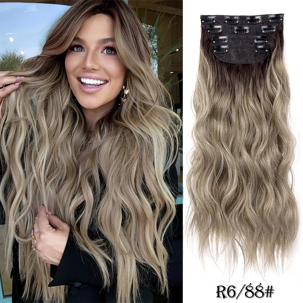 4Pcs/Set 20Inch Synthetic Hair Clip In Long Wavy