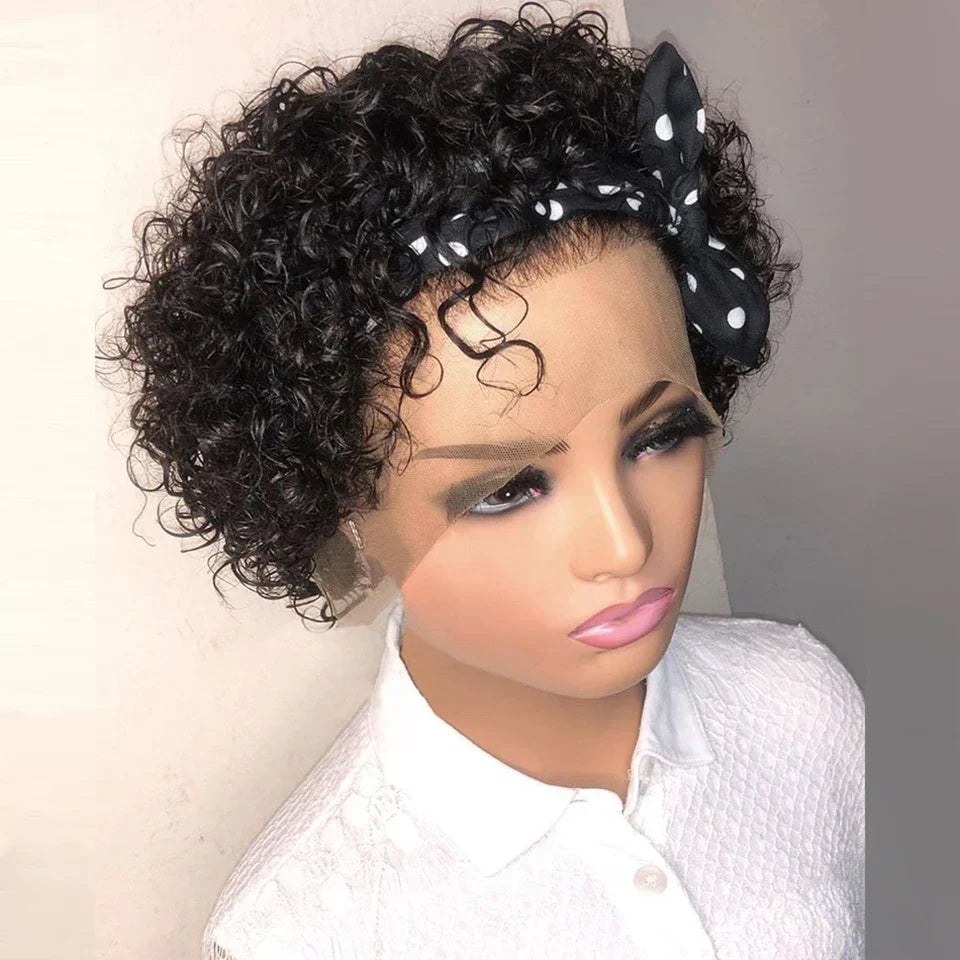 Deep Curly Pixie Cut Lace Front Brazilian Human