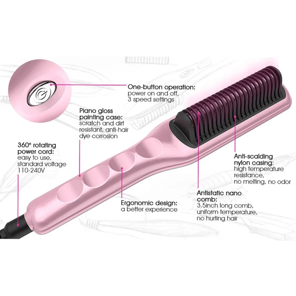 2 in 1 Electric Hair Straightener Brush 30S