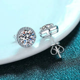 925 Sterling Silver 1 Carat Moissanite Round Earrings