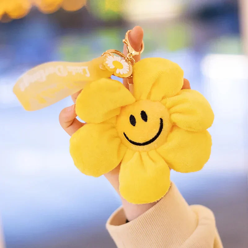 15cm Smiling Sunflower Plush Pendant Colorful Plant Flower