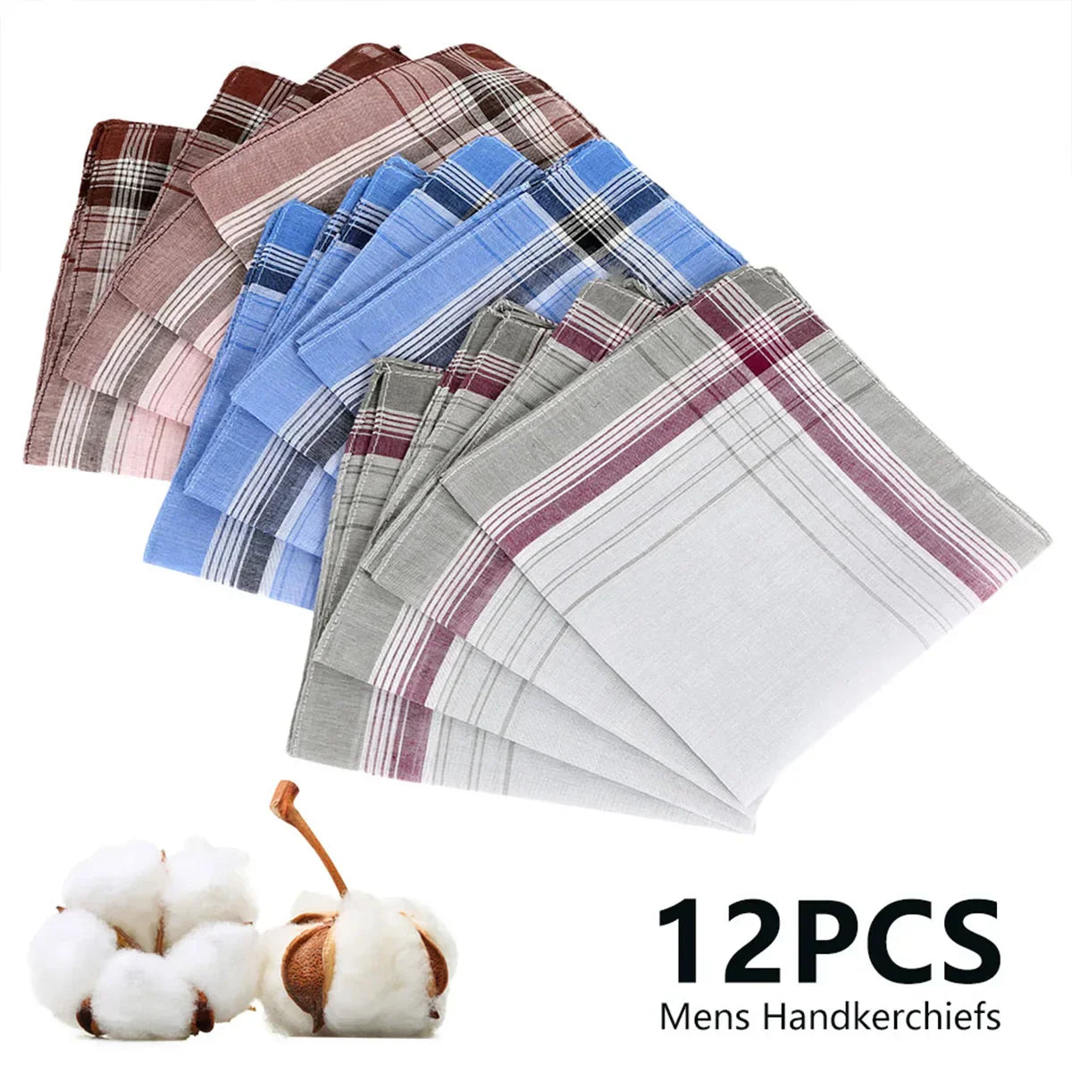 1 Set Handkerchief Towels Multicolor Plaid Stripe Men