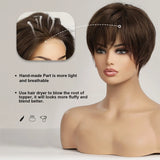 100% Remy Human Hair Wigs Brown Short Pixie