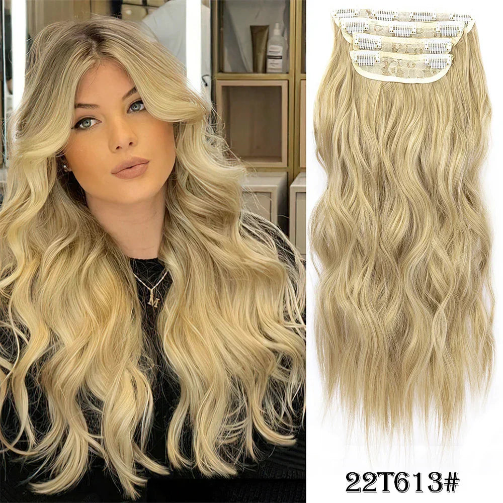 4Pcs/Set 20Inch Synthetic Hair Clip In Long Wavy