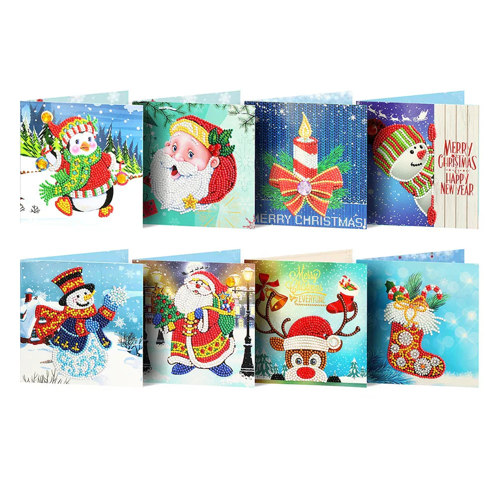 20/16/12/8pcs Christmas Cards Diamond Painting Greeting Cards 5D