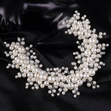 Fashion Bride Large Pearls Wedding Headband Silver Bridal