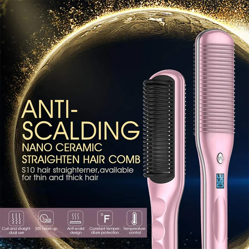 2 in 1 Electric Hair Straightener Brush 30S