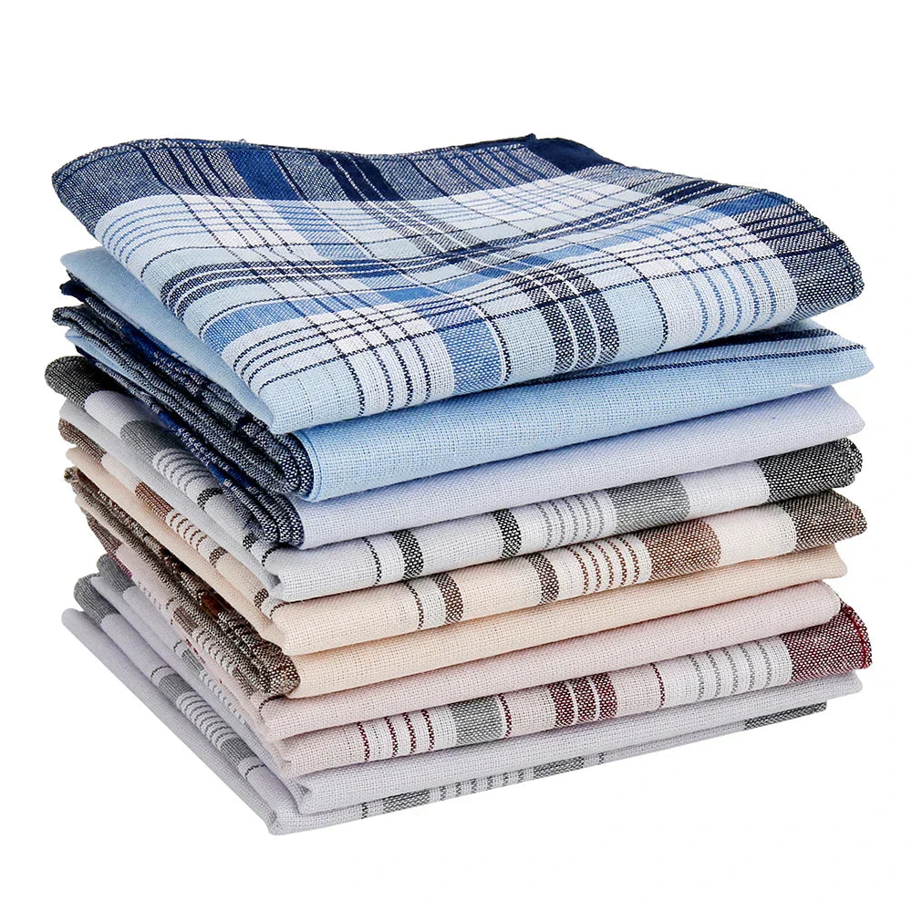 1 Set Handkerchief Towels Multicolor Plaid Stripe Men