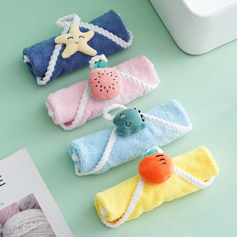 1/4pcs Cartoon Children's Hand Towel Soft Absorbent Dry