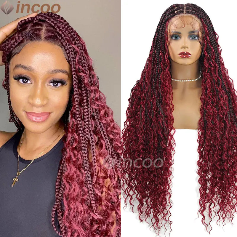 32 Inch Boho Box Braided Wigs Double Lace