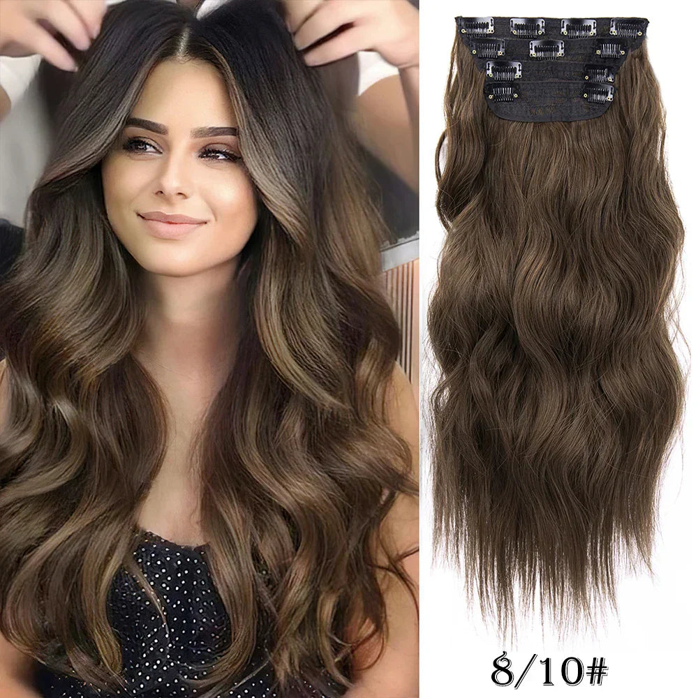 4Pcs/Set 20Inch Synthetic Hair Clip In Long Wavy