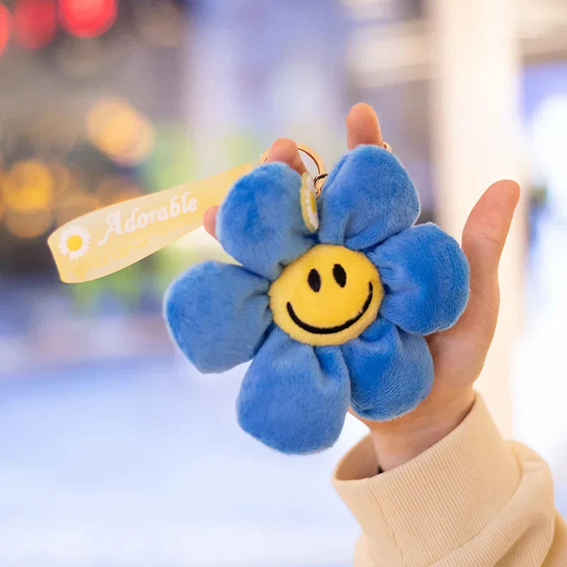 15cm Smiling Sunflower Plush Pendant Colorful Plant Flower