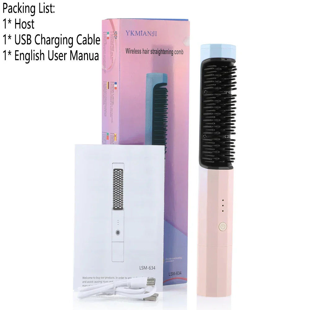 2 in 1 Hair Straightener Heating Comb USB