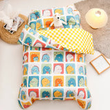 3Pcs Cartoon Cotton Crib Bed Linen Kit Baby