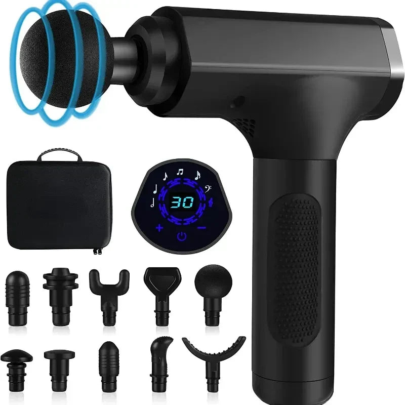 10head Lcd High Frequency Fascia Gun Massager With