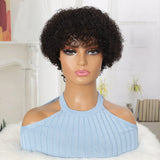 Brazilian Curly Human Hair Wigs With Bang Short