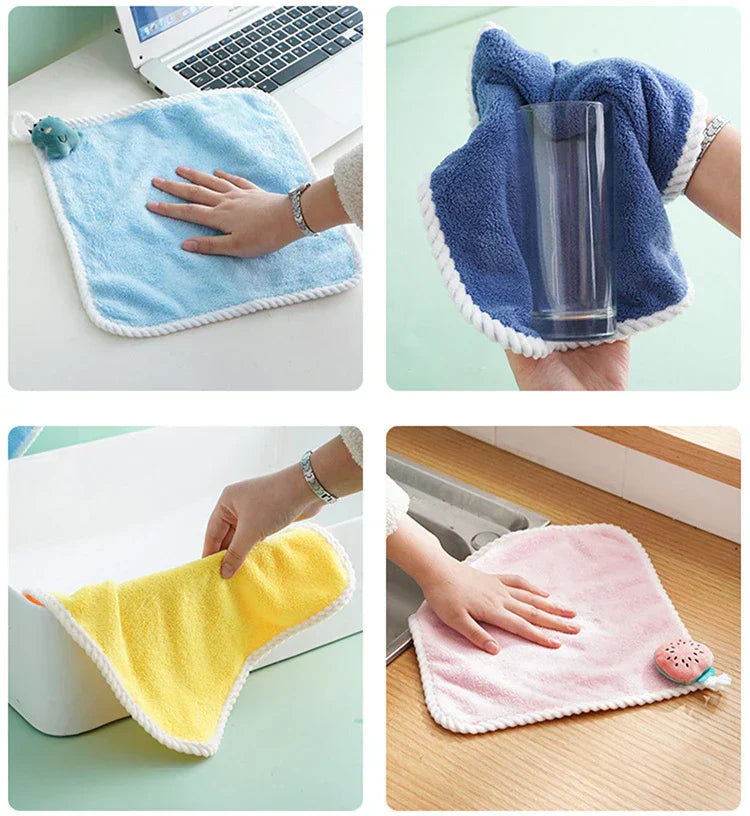 1/4pcs Cartoon Children's Hand Towel Soft Absorbent Dry