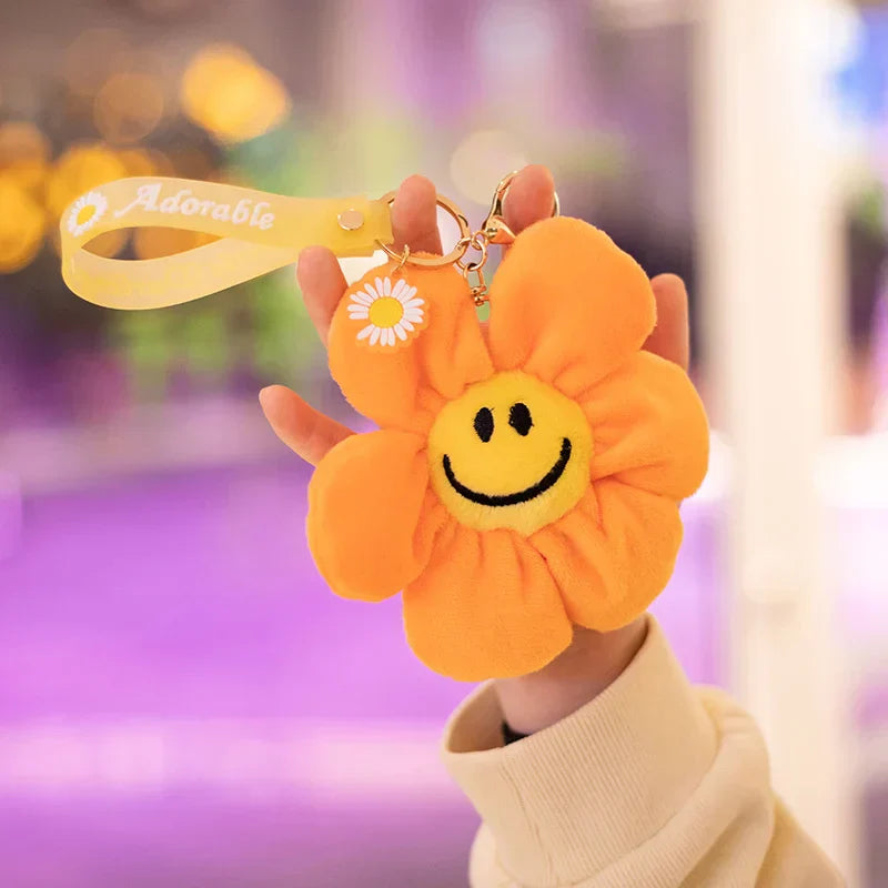 15cm Smiling Sunflower Plush Pendant Colorful Plant Flower