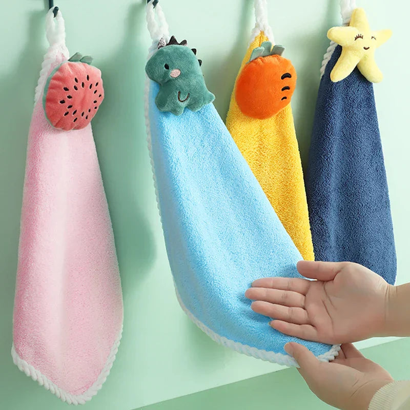 1/4pcs Cartoon Children's Hand Towel Soft Absorbent Dry