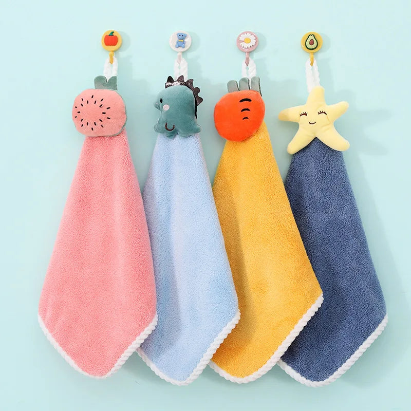 1/4pcs Cartoon Children's Hand Towel Soft Absorbent Dry