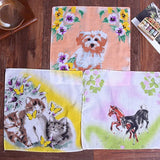 10pcs HOT lace 100%cotton animal printed Handkerchiefs baby