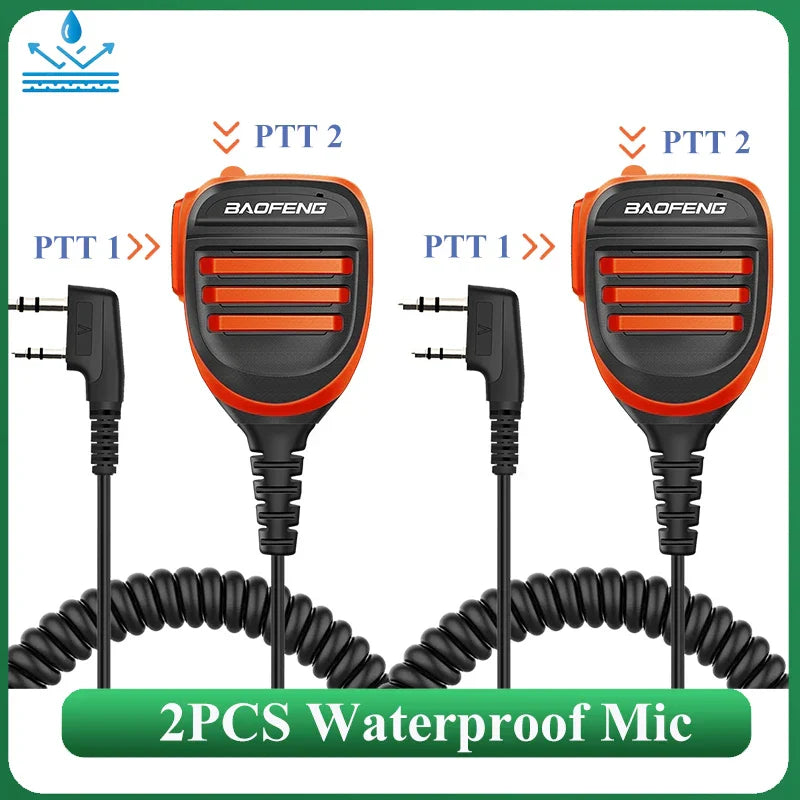 2PCS Baofeng Walkie Talkie Speaker Mic Waterproof PTT