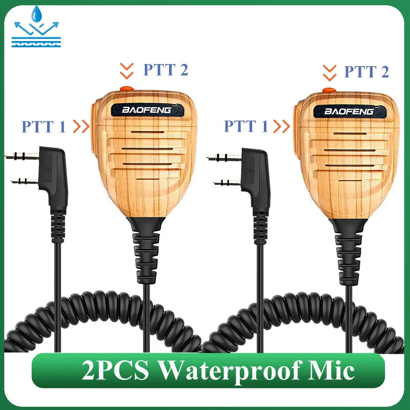 2PCS Baofeng Walkie Talkie Speaker Mic Waterproof PTT