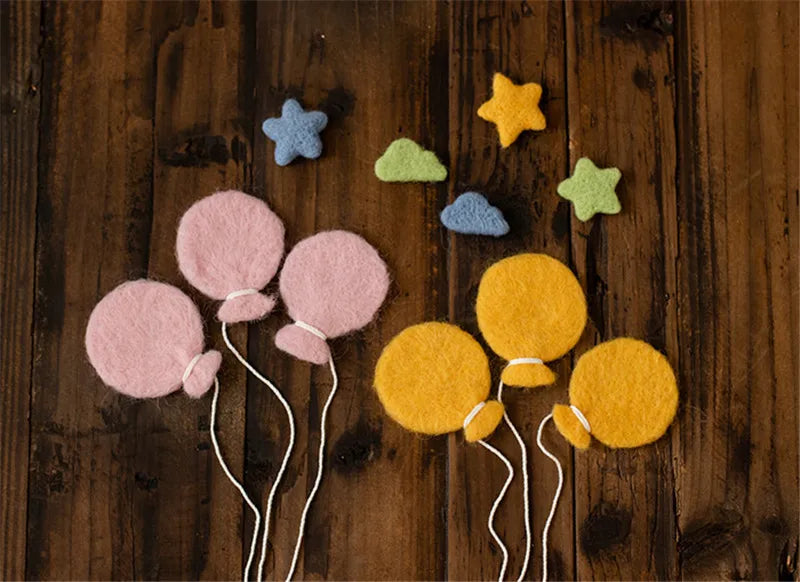 1 Set Handmade Wool Felt Stars & Moon Newborn Photography Props