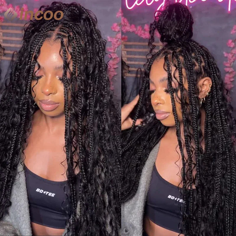 32 Boho Box Braid Wigs Curly Braided Full