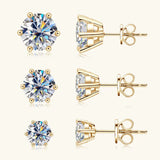 0.5-2ct Moissanite Diamond Stud Earrings 18K Yellow Gold