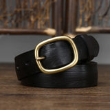 2.8cm Width Female Genuine Leather Belt Copper Pin