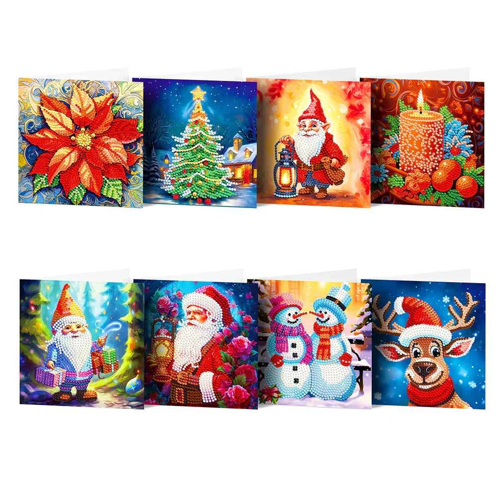 20/16/12/8pcs Christmas Cards Diamond Painting Greeting Cards 5D