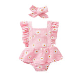 0-18M Newborn Girls Floral Jumpsuits Cotton Sleeveless Ruffles