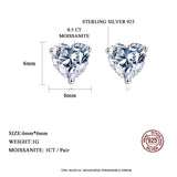 1CT Moissanite Earrings Heart Created Diamond Stone Genuine