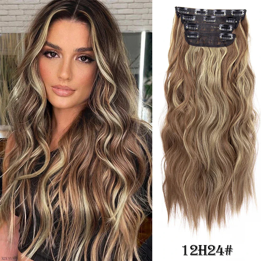 4Pcs/Set 20Inch Synthetic Hair Clip In Long Wavy