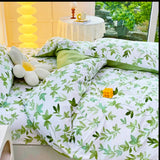 2/3pcs Set Green Flower Print Duvet Cover