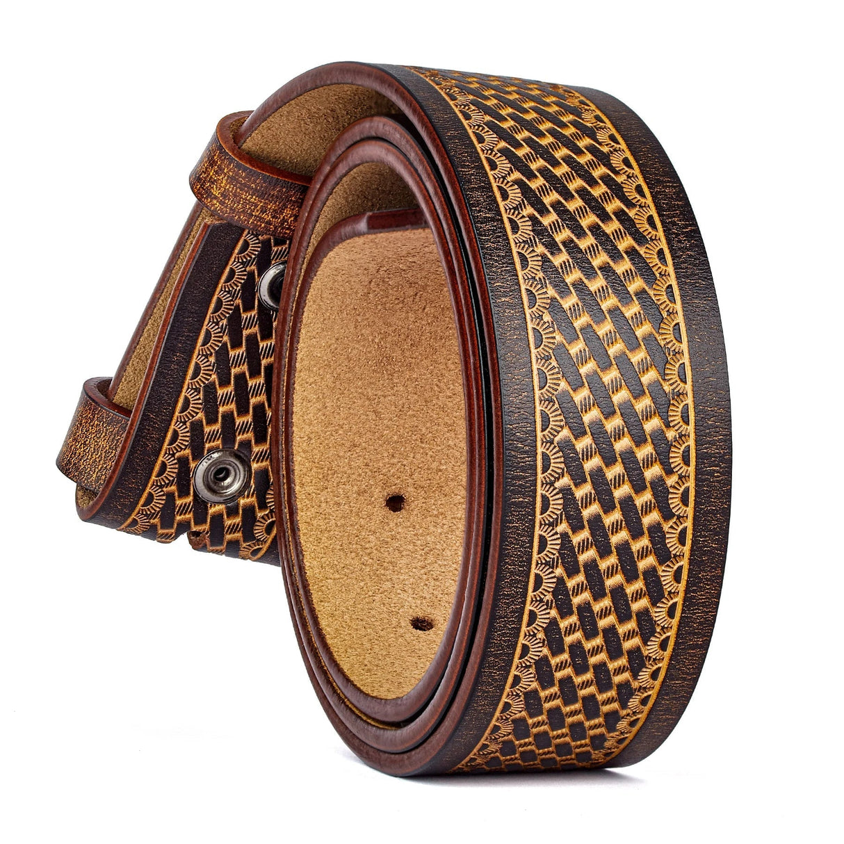 2023 Belts Without Buckle Two Layer Embossed Cowhide