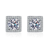 925 Sterling Silver 0.5/1 Carat Moissanite Square Earrings