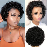 Deep Curly Pixie Cut Lace Front Brazilian Human