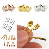 12PCS Dollhouse Furniture Gold Silver 1:12 Scale Simulation