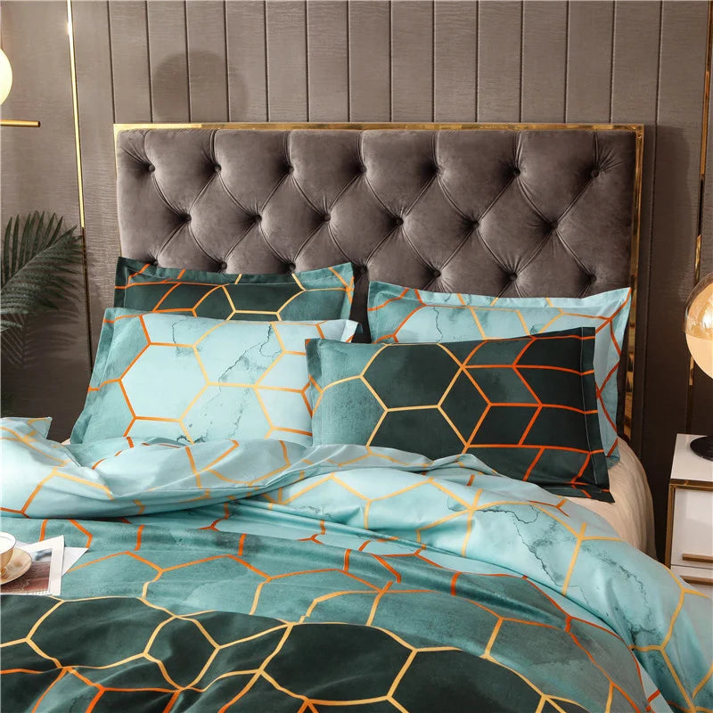 2/3 Pcs Luxury Duvet Cover Set Fashion Geometry