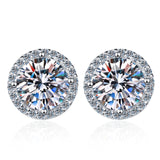 925 Sterling Silver 1 Carat Moissanite Round Earrings