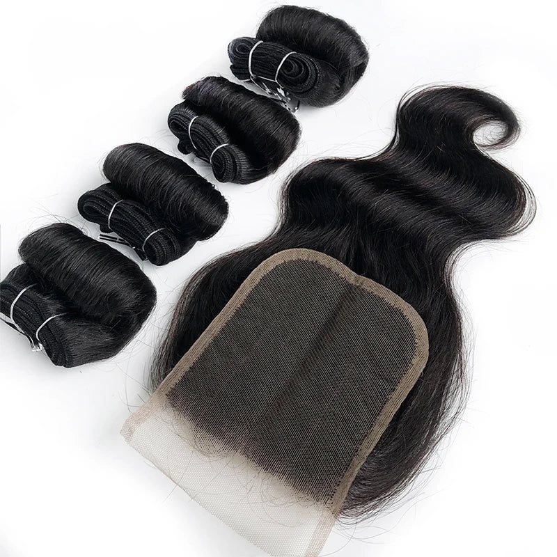 Blonde Bundles With Closure Short Human Hair Braizlian