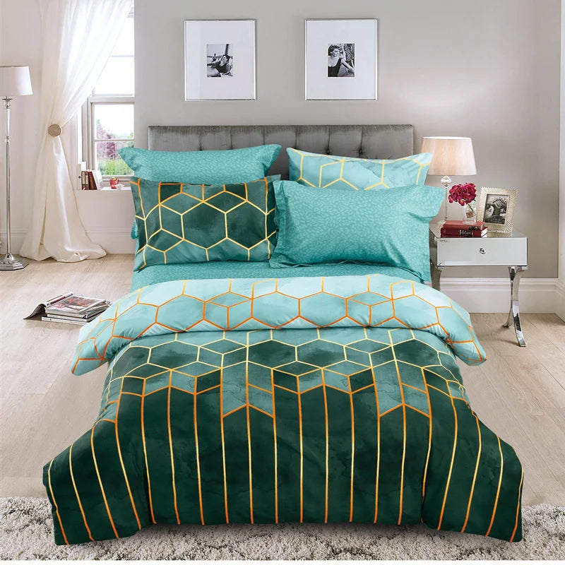 2/3 Pcs Luxury Duvet Cover Set Fashion Geometry