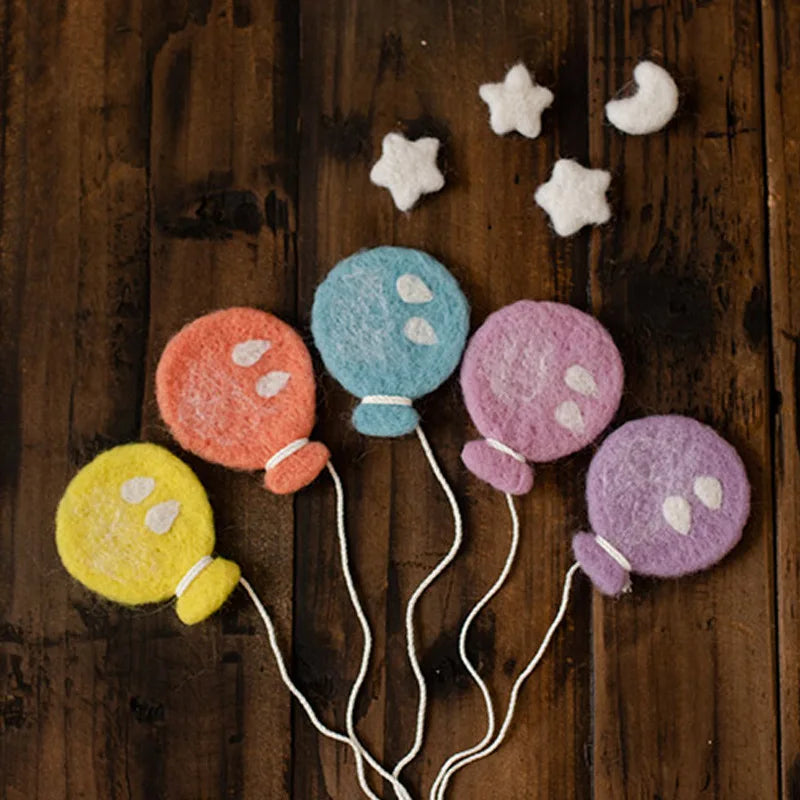 1 Set Handmade Wool Felt Stars & Moon Newborn Photography Props