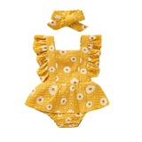 0-18M Newborn Girls Floral Jumpsuits Cotton Sleeveless Ruffles