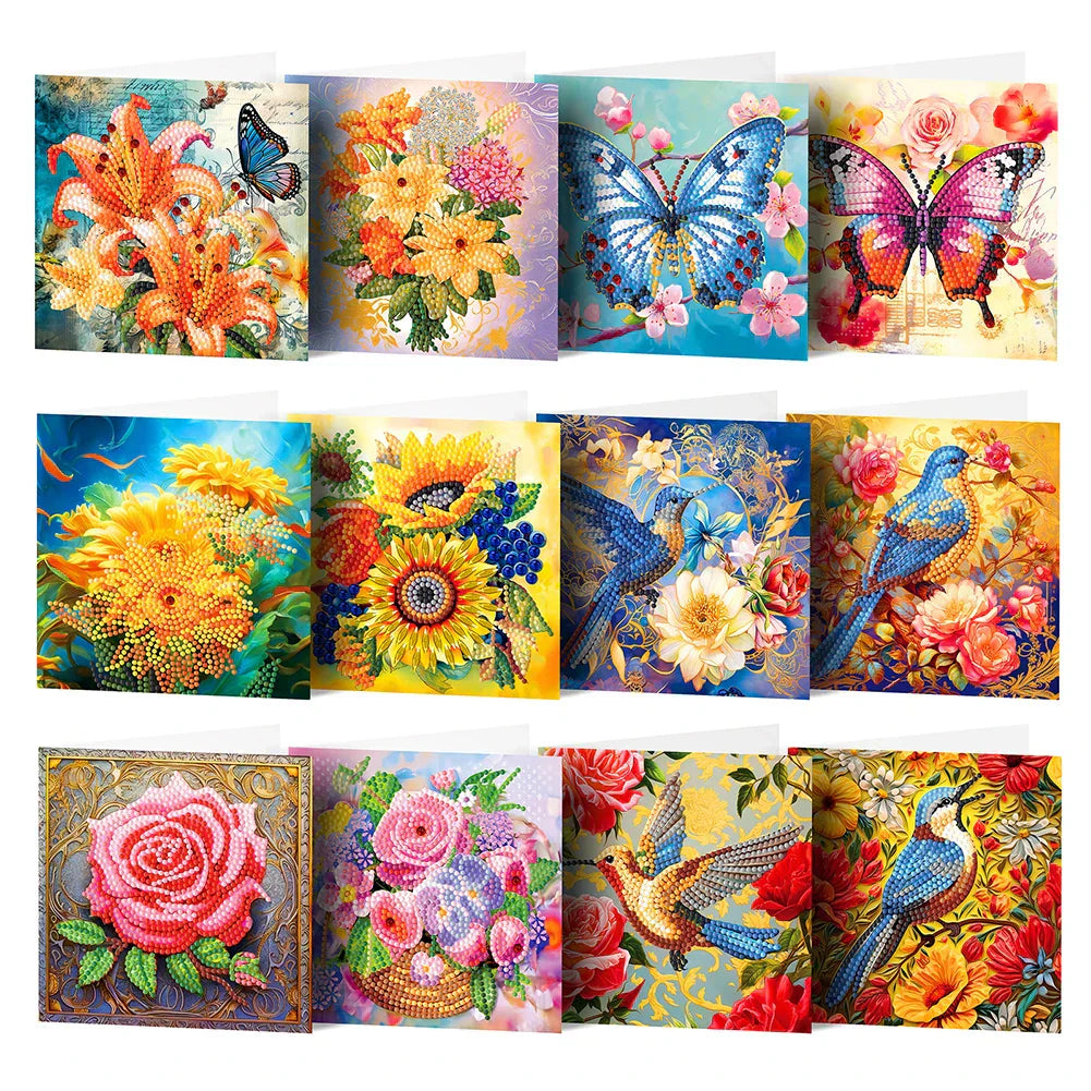 20/16/12/8pcs Christmas Cards Diamond Painting Greeting Cards 5D