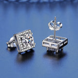 925 Sterling Silver 0.5/1 Carat Moissanite Square Earrings